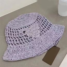 Porous straw designer caps fisherman summer beach hat for lady party trendy woven breathable gorra classic letter p luxury fishermanhats attractive ins PJ088 H4