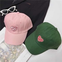 Ball Caps Korean Street Casual Hat 2023 New Baseball Cap Female Love Embroidery Soft Top Cotton Cap Tide Cool Hat Men Y23