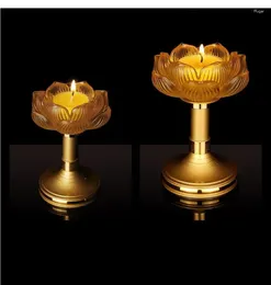 Candle Holders Glazed Lotus Candlestick Household Sacrificial Offering Butter Lamp Holder Buddha Hall Decorations Temple Offerings