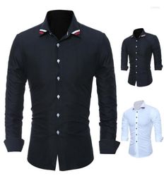 Men039s Casual Shirts Men39s Shirt Long Sleeve Turn Down Collar Solid Colour Cardigan SingleBreasted Webbing Patchwork Slim 2052686