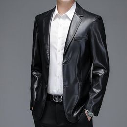 High Quality Men Suit Leather Coat Spring and Autumn New Sheep Skin Casual Small Suit Coat Men's Leather Jacket