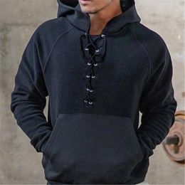 Men's Hoodies Hoodie Black Wine Dark Grey Hooded Plain Lace Up Pocket Sports & Sweatshirt Men Mend Sweatshirts