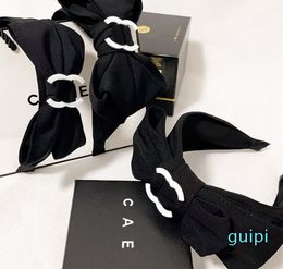 Pure Black Fabric Hairband Fashion Large Size Bow Headband Simple Korean Style New HairJewelry Designer Luxury Love Gift Headband