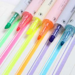 12pcsWatercolor Pens Plumones Brush Pen Manga Bookmarks Markers Colores Labelers Color Feathers Art Stationery Supplies Double Headed Fluorescent Diy P230427