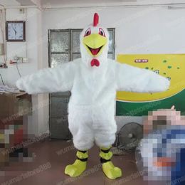 Newest White Chicken Mascot Costume Carnival Unisex Outfit Christmas Birthday Party Outdoor Festival Dress Up Promotional Props For Women Men