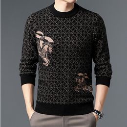 Mens Designer Sweater Light Luxury Velvet Sweater for Men's Autumn and Winter New Style Men's Thickened Round Neck Knitted Warm Underlay