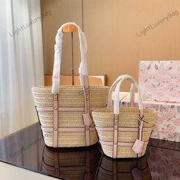 5A Fashion Beach Bag High Quality Designer Handbag Star Beauty's Favorite Large Capacity Woven Shopping Bags Combined Technology Of Palm Leaf And PU Purses 230427