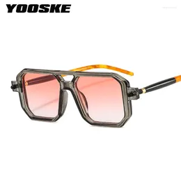 Sunglasses YOOSKE Double Beam Punk Men Square INS Hip-hop Sun Glasses Women Designer Vintage PC Eyewear UV400