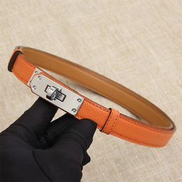 Leather belts for men designer 18mm luxury belt womens silver gold plated buckle formal official simple black white orange thin belts for women designer hg029
