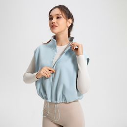 Lu Women lulemen Winter Fitness Jacket Women's Cold-proof Warm Vest Running Sports Vest Polar fleece Yoga Wear high quality Lu