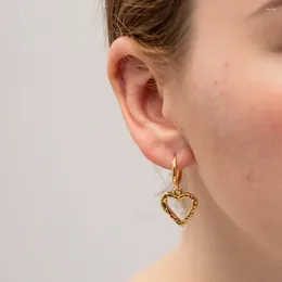 Stud Earrings Titanium Steel INS For Women 18K Gold Plated Hollow Heart Pendant Earring Daily Fashion Jewellery Girlfriend Gifts