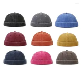 Berets 2023 Four Seasons Cotton Solid Docker Cap Brimless Hat Beanie Landlord Sailor Men And Women 115