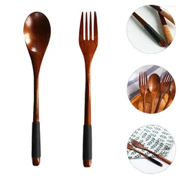 Dinnerware Sets Wooden Japanese Spoon Fork Set Kitchen Tablewares Flatware Friendly Wood Cutlery Dinner And