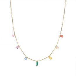 Pendant Necklaces Dome Cameras ALLNEWME New Trendy Colourful CZ Cubic Zirconia Tassel Chokers Necklaces Women Gold Plated Beads Strand Chain Necklace AA230428