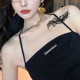 Tattoos Coloured Drawing Stickers Black Rose Temporary Tattoo Sticker Flower Feather Elephant Body Clavicle Ankle Legs Arm Art Fake Tatto Party Bikini TatoosL23112