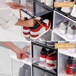 Boxes Bins Indeformable Great Flip Pull-out Type Display Storage Box Stackable Shoe Holder Large Opening for Entryway W0428