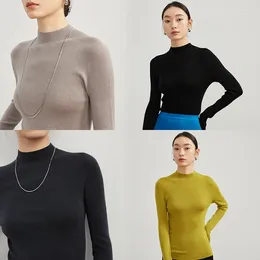 Women's Sweaters Fall Winter Bottom Shirt For Delicate Fine Seamless Full Formed Knitwear Merino Wool Turtleneck Basic Slim Pullover