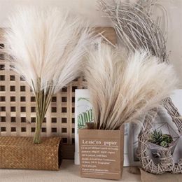 Decorative Flowers 55CM 10PCS Fluffy Pampas Grass Boho Decor Flower Fake Plant Reed Simulated Wedding Party Christmas Home Artificial