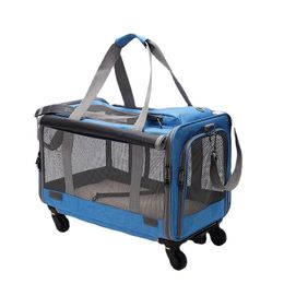 Carriers New Portable Pet Trolley Case Detachable Universal Wheel Breathable Foldable Large Capacity Travel Bag Pet Breathable Mesh Bag