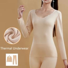 Women's Thermal Underwear Women's Thermal Underwear Men Winter Clothes Seamless Thick Double Layer Warm Lingerie Women Thermal Clothing Set Woman 2 Pieces 231127