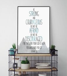 Be Strong and Courageous Scripture life quotes Poster Prints Bible Verse Wall Art Canvas Painting Wall Picture for Kids Room Home 4805758