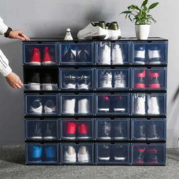 Boxes Bins Clamshell LTP Transparent Sneaker Basketball Shoes Storage Box Plastic Collection Sundries Cabinet Dustproof Shoe Organiser W0428