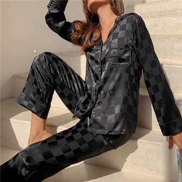 home clothing Pajamas Sets High-quality Light Luxury Silk Women's Pajama Spring Autumn Long-sleeve Cardigan Set Fashion Ice Home Clothingvaiduryd