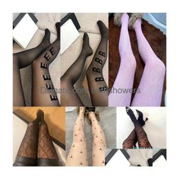 Designer Tights Stockings Womens Leggings Textile Luxury Socks Fl Letters Stretch Net Stocking Ladies Y Black Pantyhose For Wedding Dr Dhpcb