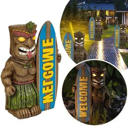 Garden Decorations Tiki Welcome Surfboard Statues Indoor Outdoor Home Decor Figurines Porch Crafts Backyard Patio Resin Lawn Ornaments 231127
