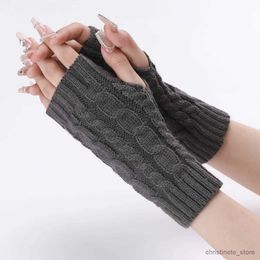 Children's Mittens New Women Leisure Home Knitted Fingerless Gloves Men Autumn Winter Solid Warm Soft Mittens Half-Finger Glove Unisex Student