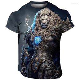 Erkek Tişörtleri Otoriter Aslan 3D Baskı T-Shirt Hayvan Tiger Desen Yaz Gündelik Sokak Giyim Hızlı Kurutma Moda Giysileri