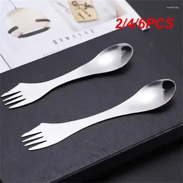 Forks 2/4/6PCS Tableware For Camping And Picnics Multifunctional Stainless Steel Creative Portable Spoon Fork Integrated