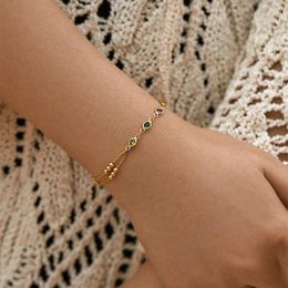 Strand CCGOODD Colourful Zircon Double Layer Bracelet For Women Gold Plated 18 K High Quality Fashion Chic Girl Jewellery Pulseras Mujer