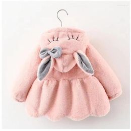 Jackets Ears Plush Baby Jacket ChristmasSweet Princess Girls Coat Autumn Winter WarmHooded Outerwear Toddler Girl Clothes