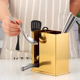 Storage Bottles Stainless Steel Gold Chopsticks Tube Double-Grid Spoon Cage Kitchen Household Tableware Sub-Grid Drain Bucket