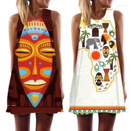 Casual Dresses Novelty African Print Women's Gothic Sleeveless Mini Dress Bohemian Evening Party Female High Streetwear Clothing