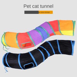 Toys Multifunctions Sshaped Curved Pet Cat Tunnel Foldable Portable Multicolors Kitten Fun Creative Toys Pet Products