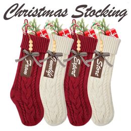 Christmas Decorations 4/6pcs Stockings Knitted Xmas 18 Inches Fireplace For Family Decoration