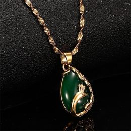 Pendant Necklaces Peacock Green White Red Natural Stone For Women Girl Chinese Cultural Wedding Jewelry Accessories