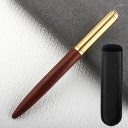 Retro Sandalwood Roll Ball Pen 0.7mm Gold Metal Ballpoint Replaceable Refills Wooden Luxury Stationery Gifts