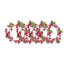 Decorative Flowers Berry Wreath Christmas Rings Red Garland Props Holder Pography Decor Pillar Winter Mini Gold Buckle Holly Napkin