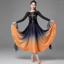 Stage Wear Long Sleeve Patchwork Shining Lotus Design Female Latin Dance Dress For Women Performance Ballroom Dancing Costume NY66 AS7163