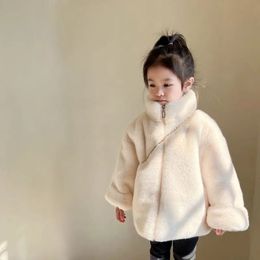 Down Coat Baby Girls Faux Fur Winter Children Long Sleeve Jacket Warm Kids Snow Outerwear Clothing V08 231128