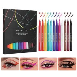 Lip Gloss Liquid Eyeliner Set Long Lasting Colourful Eyeliner Pencil Liquid Eyeliner Eye Makeup Supplies 12 Colours Thin Eyeliner Pen 231128