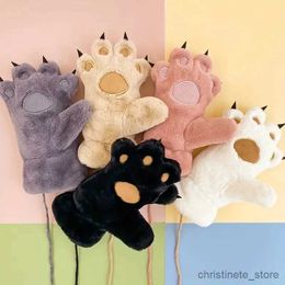 Children's Mittens Cute Plush Gloves Cartoon Hanging Neck Gloves Winter Outdoor Warm Coldproof Elastic Gloves