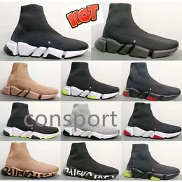 Designer Speed Trainer Casual Shoes Paris shoes For Sale Lace Up Fashion Flat Socks Boots Speed 2.0 Men Women Runner Sneakers With Dust Bag Size 35-45
