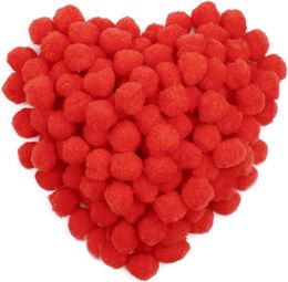 Pompoms Arts and Crafts Fuzzy Pom Poms Balls Creative Decorations for DIY Art Creative Crafts Decorations Various Sizes Select (Red)