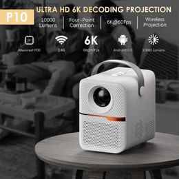 Projectors 2023 New Led Video Laser Hologram Mobile Phone Beam 6k Portable Android Led Mini Projector 4K HD USB Cinema Theater Q231128