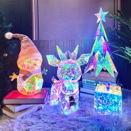 Decorative Objects Figurines Strobe Christmas Colourful Deer Festival Atmosphere Snowman Gift Box Goddess Friend Valentine Day Birthday Creative Glowing 231128