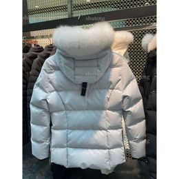 Jaqueta masculina gola de pele parka inverno impermeável casaco de pato branco manto moda homens e mulheres casais alce versão casual para manter quente 751